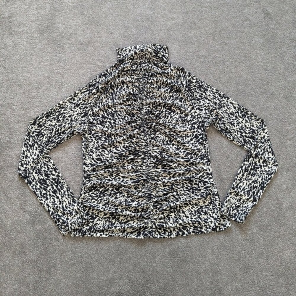 Dynamite mesh bodycon leopard print ruched long sleeve tee blouse women's XLarge